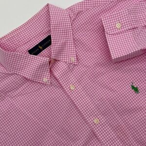 Ralph Lauren Men's Pink Gingham Button Down Shirt Classic Fit Size XL